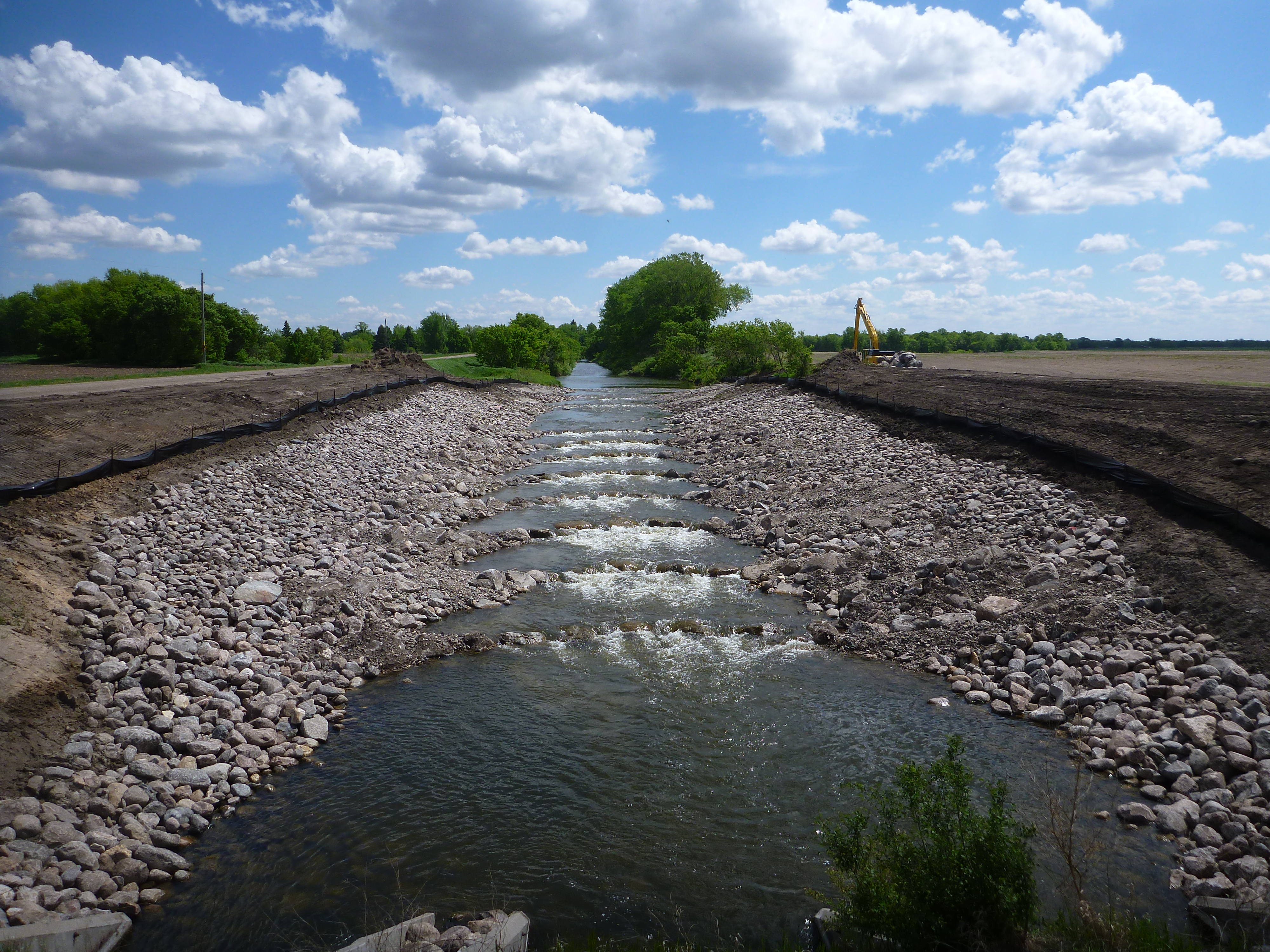 View of completed rock riffle project.
